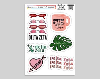 Delta Zeta stickers, sorority recruitment, sorority stickers, big little reveal, bid day, sorority gifts, greek decal, sorority gift basket