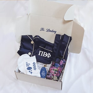 pi phi gift box, sorority gift box, pi beta phi pajamas, sorority, pi beta phi, pi phi gift, pi phi pajamas, sorority gift, sorority pjs