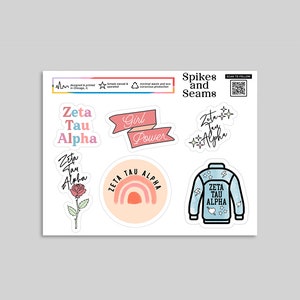 zeta tau alpha stickers, zeta, sorority recruitment, sorority stickers, gifts for rush, bid day, sorority gifts, go greek, sorority decals