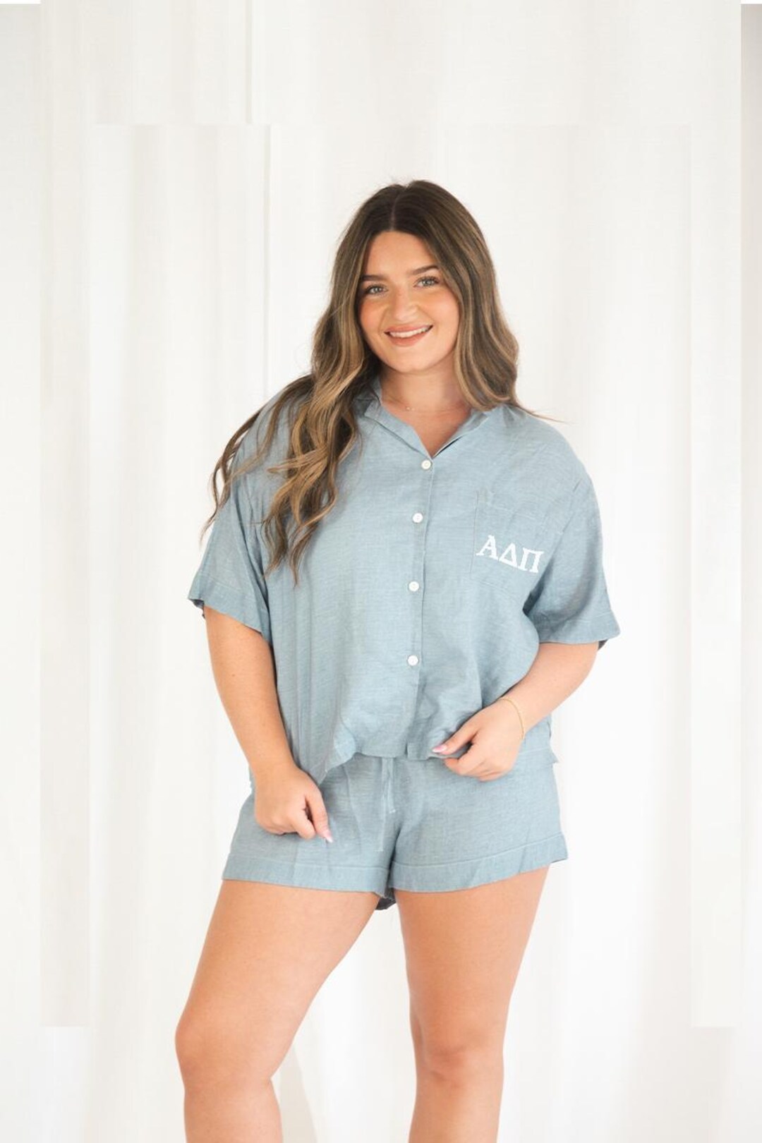 GREEK LETTERS Alpha Delta Pi, Linen Lounge Set, Bid Day, Linen Pajamas ...