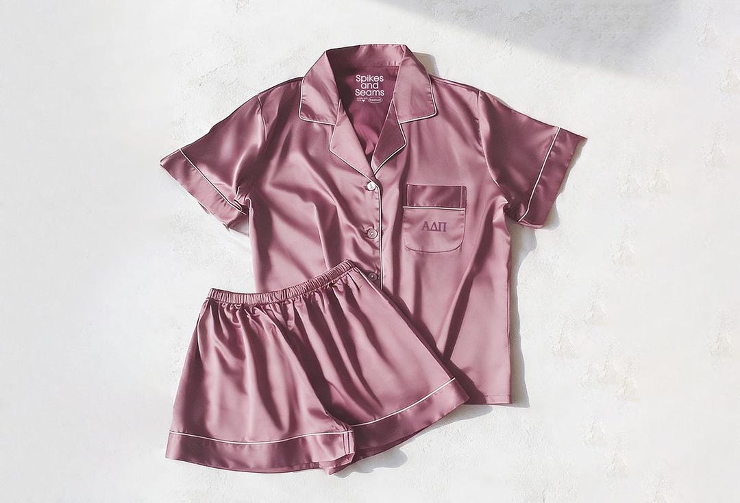 Pyjamas College Lavender Sorority Pajamas, Greek Letter Matching Set, Trendy Chic ...