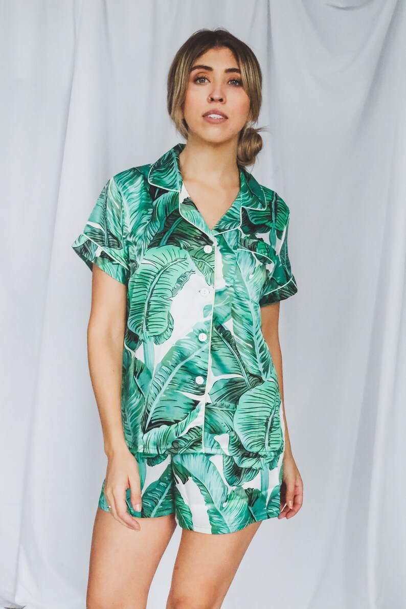 Custom pajamas tropical pajamas silk pajama set custom Etsy