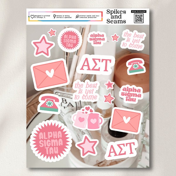 Alpha Tau stickers, Alpha Sigma Tau, sorority stickers, recruitment, bid day, greek decal, sorority gift basket, gift bag, Alpha Tau merch