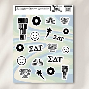 Sigma Delta Tau stickers, Sig Delt merchandise, sorority stickers, recruitment, bid day, greek decal, sorority gift basket, gift bag, SDT