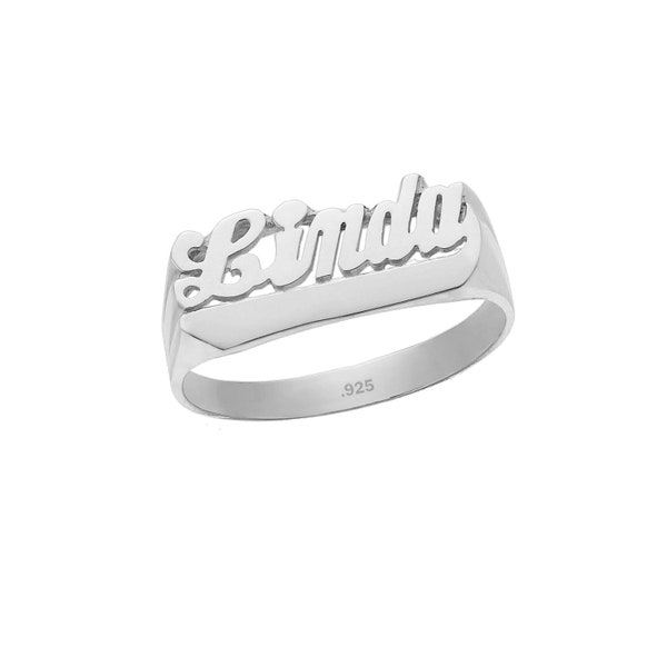 Name Ring -  925 Sterling Silver Ring - Personalized Name Ring - Custom Name Ring  with Name of Your Choice Size 4 thru 12 - Made in USA