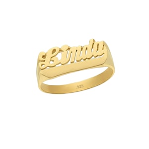 24K Gold Plated Sterling Silver Personalized Name Ring