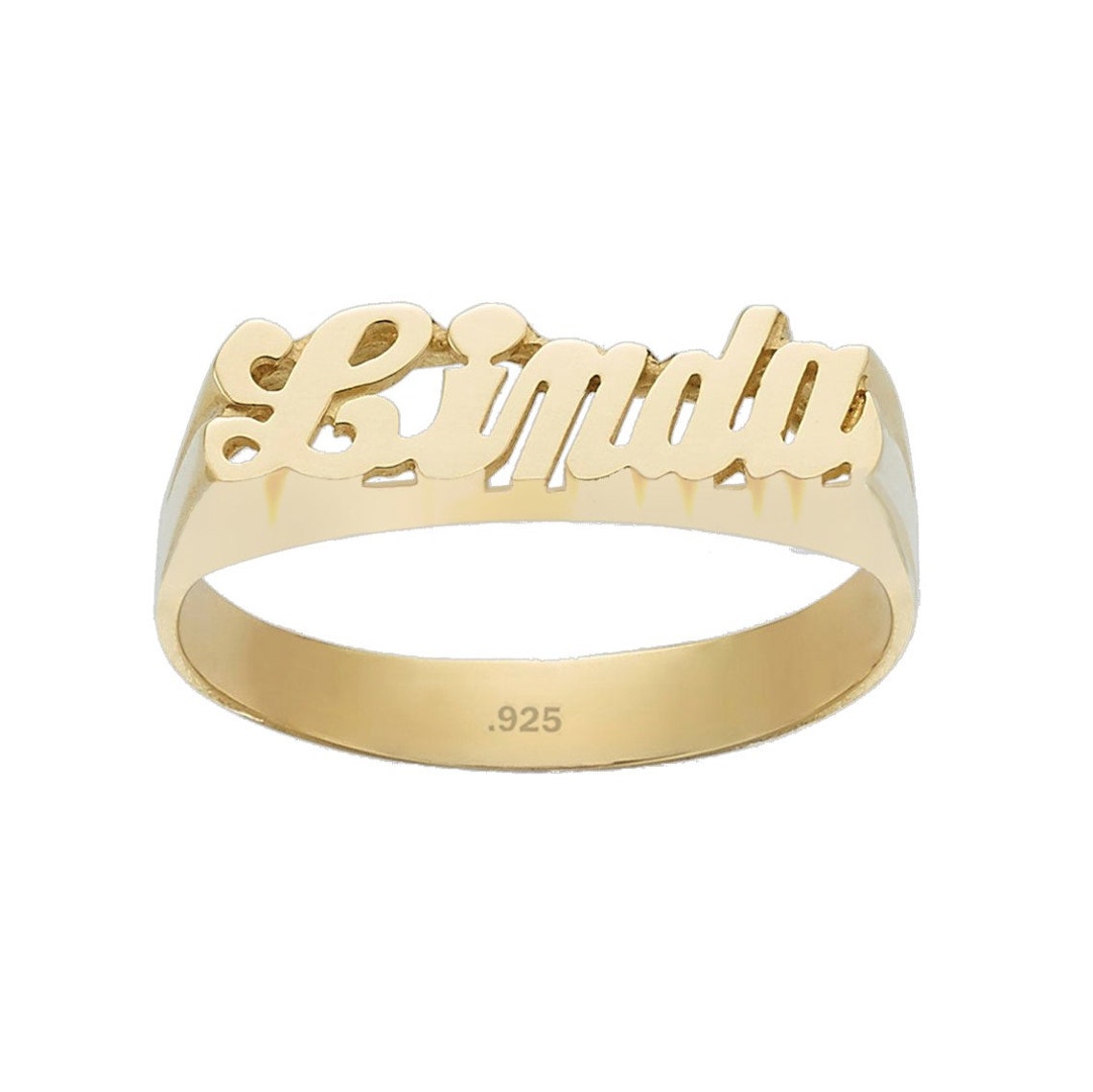 Name Ring 24K Gold Plated Sterling Silver Personalized - Etsy