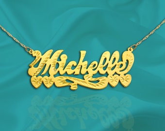 Custom Name Necklace - 24K Gold Plated Sterling Silver - Handcrafted Designer - Gifts for her - Personalized Gift - Made in USA