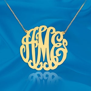 Initial Necklace Personalized Monogrammed Necklace 1 3/4 - Etsy