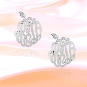 Monogram Earring Sterling Silver - Personalized Initial Studs - .75 Handcrafted - Custom Made USA