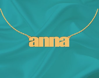 Classic bold lowercase Name Necklace 24k Gold Plated Sterling Silver Personalized Handcrafted USA