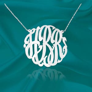 Monogram Necklace Handcrafted Designer Personalized Monogram Sterling Silver Initial Necklace Perfect Gift for her Made in USA image 3