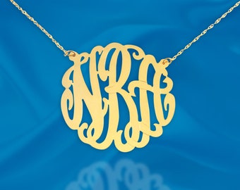 Personalized Monogram Initial Necklace - Handcrafted Designer - Monogrammed Necklace Personalized with Your Initials - Made in USA