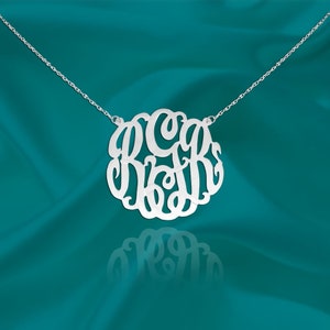 14K White Gold Monogram Necklace - .75 inch - Handcrafted Designer - Personalized Initial Necklace - Made in USA