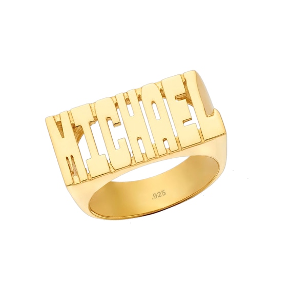 Block Font Name Ring - Sterling Silver or Solid Gold Block Font Name Ring - Sterling Silver or Solid Gold