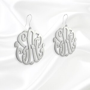 Monogram Earrings .75 inch Sterling Silver Handcrafted Personalized Monogram Initial Earrings French Wire Earrings Gift Made in USA image 4