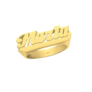 24K Gold Plated Sterling Silver Name Ring: Personalized Jewelry
