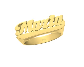 Name Ring - 24K Gold Plated Sterling Silver - Personalized Name Ring - Custom Name Ring - Name of Your Choice Size 4 thru 12 - Made in USA