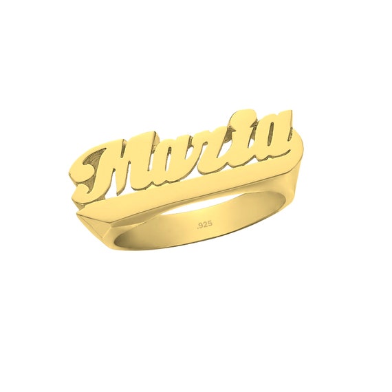 Name Ring 24K Gold Plated Sterling Silver Personalized Name Ring