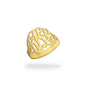 Monogram Ring Handcrafted Designer Personalized Initial Ring Monogrammed Ring Gift for her Mothers Gift Wedding Gift Made in USA Gold-plated Silver