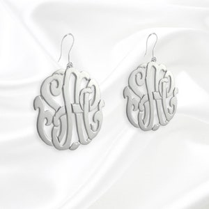 Monogram Earrings .75 inch Sterling Silver Handcrafted Personalized Monogram Initial Earrings French Wire Earrings Gift Made in USA image 5