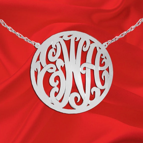 personalized Celebrity Monogram Necklace in Sterling Silver