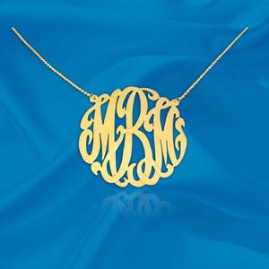 Monogram Necklace - 24K Gold Plated Sterling Silver - Handcrafted Designer - Personalized Monogram - Initial Necklace - Made in USA
