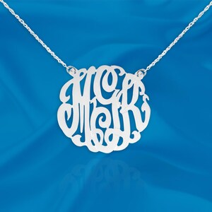 Monogram Necklace - Sterling Silver - Personalized - Initial Necklace - 1 inch Handcrafted in USA image 8