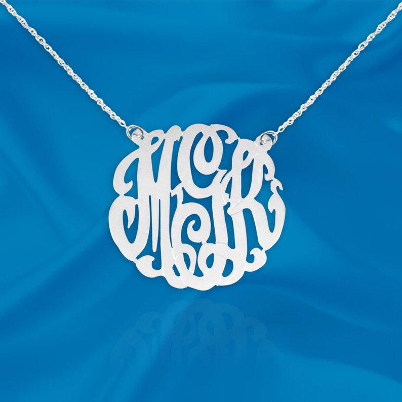 Monogram Necklace - Sterling Silver - Personalized - Initial Necklace - 1 inch Handcrafted in USA image 8