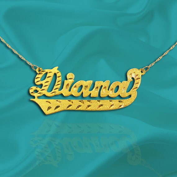 Name Plate Necklace With Diamond Cut 