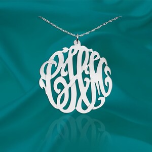 Traditional Monogram Necklace - Sterling Silver - Handcrafted Designer - Personalized Initial Monogram Pendant - Perfect Gifts - Made in USA