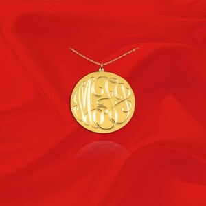 Monogram Disc Necklace - .5 inch 24K Gold Plated Sterling Silver - Hand Engraved - Personalized Disc - Initial Necklace - Made in USA