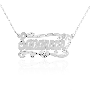 Sterling Silver Name Plate Necklace - Personalized - Handcrafted Designer - Made in USA