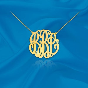 Monogram Necklace 24K Gold Plated Sterling Silver Handcrafted Designer Initial Necklace Gift For Her Made in USA image 1