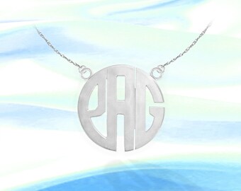 Block Monogram Necklace - Sterling Silver - Handcrafted Designer - Personalized Block Initial Necklace - Perfect Gift for her - Made in USA