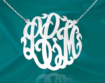 Klassische Monogramm Halskette - 24K Vergoldetes Sterling Silber - Handgefertigter Designer - Personalisierte Anfangshalskette Geschenke für sie Made in USA