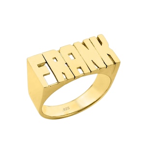 Personalized 24K Gold Plated Sterling Silver Name Ring