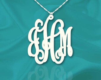 Interlocking Monogram Necklace - Vine Monogram - Sterling Silver - Handcrafted Designer - Birthday Gifts - Gift for Friend - Made in USA