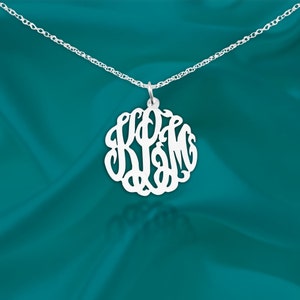 Custom Sterling Silver Monogram Necklace - Personalized Initial Pendant - Handcrafted - Made in USA
