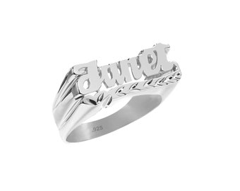 Name Ring -  Sterling Silver Personalized Name Ring  with Name of Your Choice Size 4 thru 12 - Made in USA