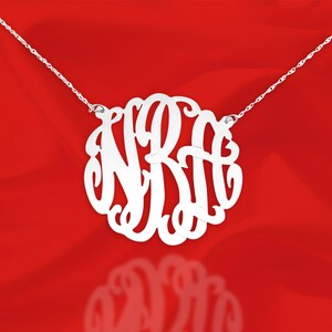 Monogram Necklace Handcrafted Designer Personalized Monogram Sterling Silver Initial Necklace Perfect Gift for her Made in USA image 4