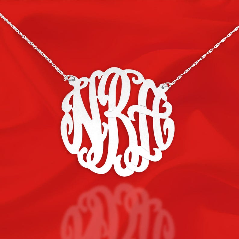 Monogram Necklace Handcrafted Designer Personalized Monogram Sterling Silver Initial Necklace Perfect Gift for her Made in USA image 4