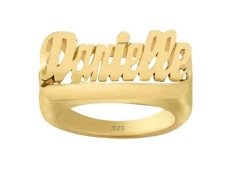 Name Ring - Personalized Ring - Gold Plated Sterling Silver - Custom Band - Made in USA