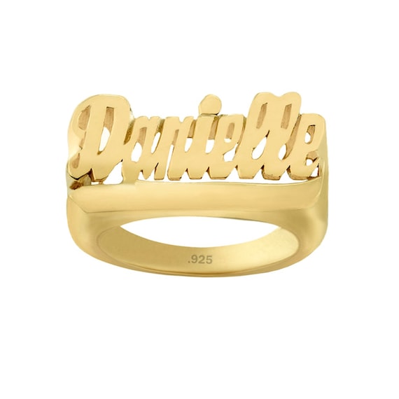 Name Ring 24K Gold Plated Sterling Silver Personalized Name Ring