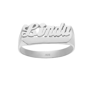 Naam ring 925 Sterling zilveren ring gepersonaliseerde naam ring aangepaste naam ring met naam van uw keuze maat 4 tot 12 gemaakt in de VS afbeelding 2