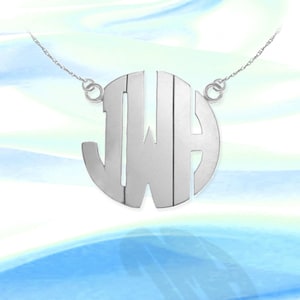 Block Round Monogram Necklace - 1.5 inch Sterling Silver - Handcrafted Personalized Monogram - Custom Initial Necklace - Gifts - Made in USA