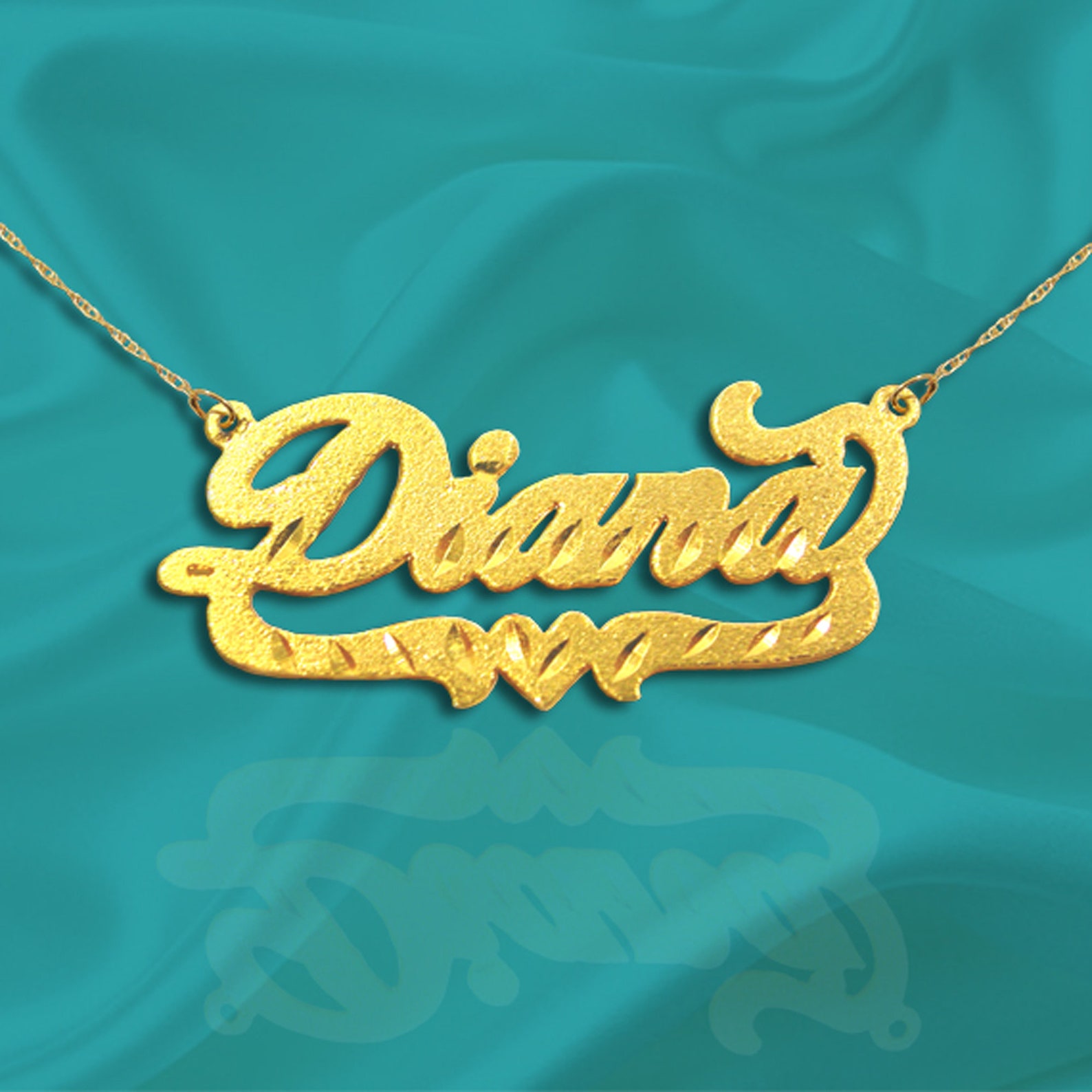 Name Necklace Name Plate Necklace 24K Gold Plated Sterling Etsy