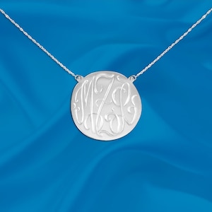 Personalized Monogram Necklace Sterling Silver - Hand Engraved - .5 inch - Made in USA