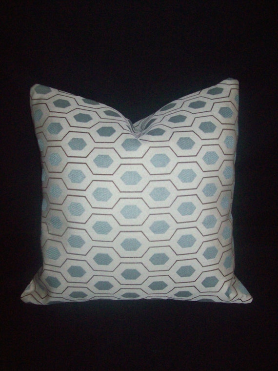 Items similar to Ice blue and brown geometric pillow cover on Etsy