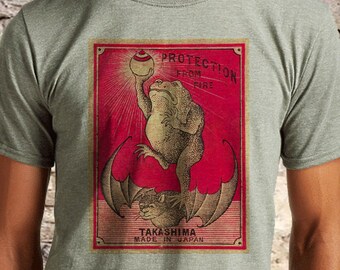 Frog Protection From Fire Takashima Made In Japan Vintage Design T-shirt